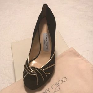 Jimmy Choo Suede/Glitter Black Shoes